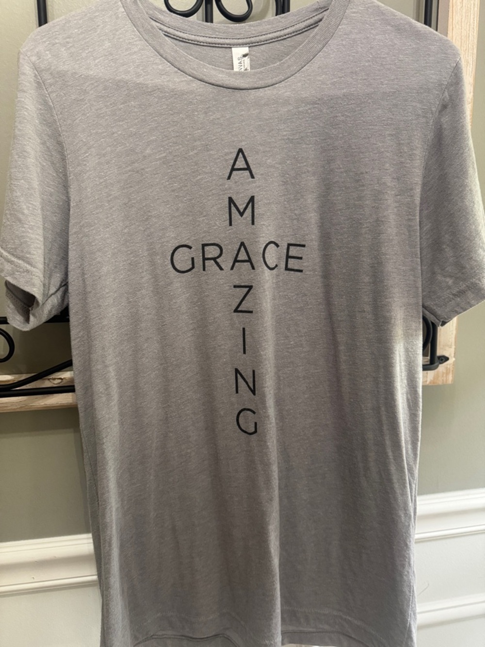 Bella Canvas Gray Amazing Grace Vertical Graphic Tee